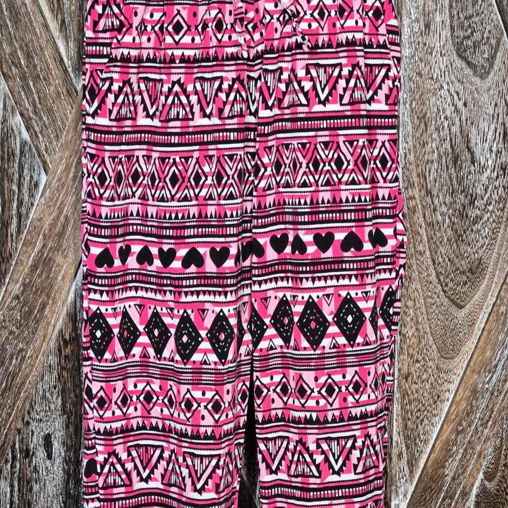 Faded Glory Kids Girls Pants Joggers‎ Geometric Hearts Pink Black Size M 7-8